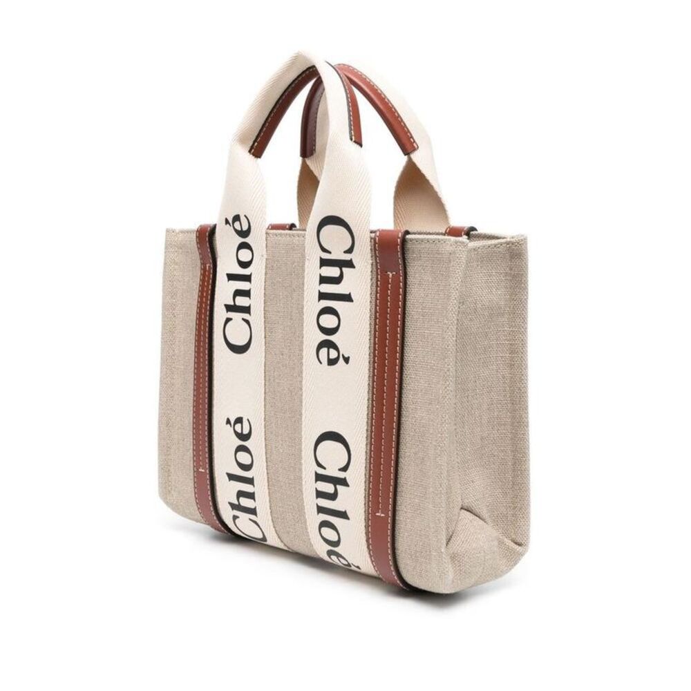 CHLOE Woody Large Tote Bag Women Beige Totes - Picture 4 of 5